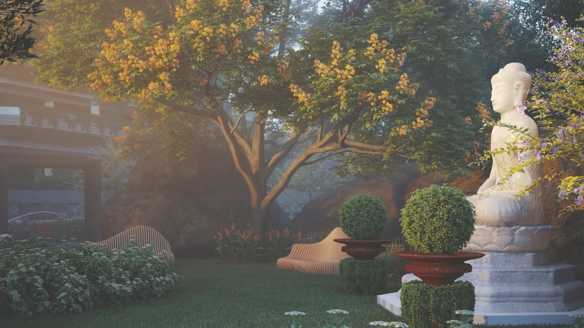 Peaceful garden statue